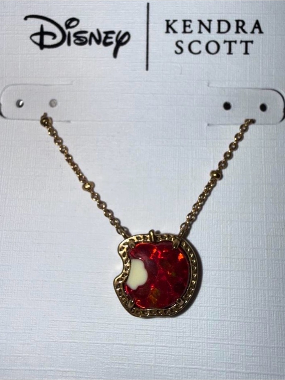 Kendra Scott Red and Cream Apple Pendant Necklace - Gold Tone